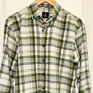 johnnie-O Top Shelf "Frost Forest" Green and White Plaid Shirt